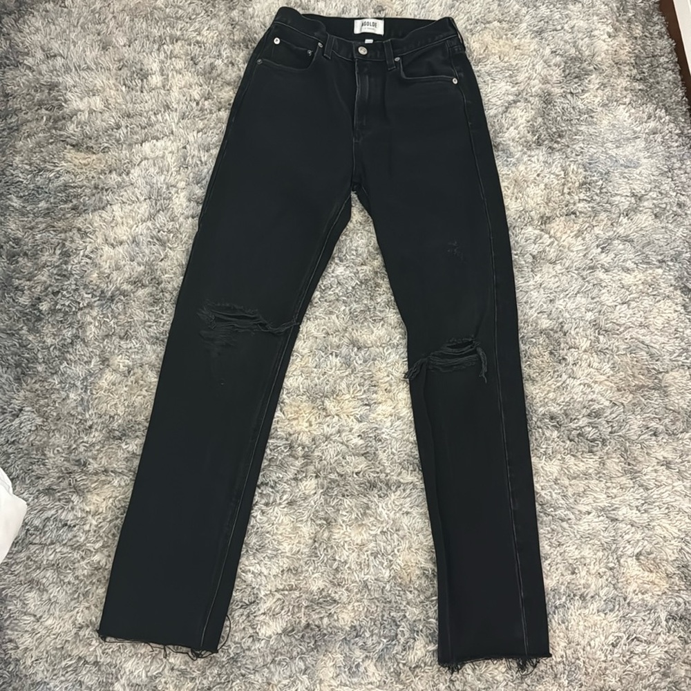 Agolde straight leg with rips on the knees